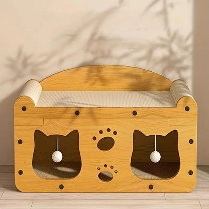 2 in 1 Cat Bed with Scratching Board, Durable Double Layer Design Cat Bed, Stylish and Comfortable Cat Furniture for Kitten All Seasons